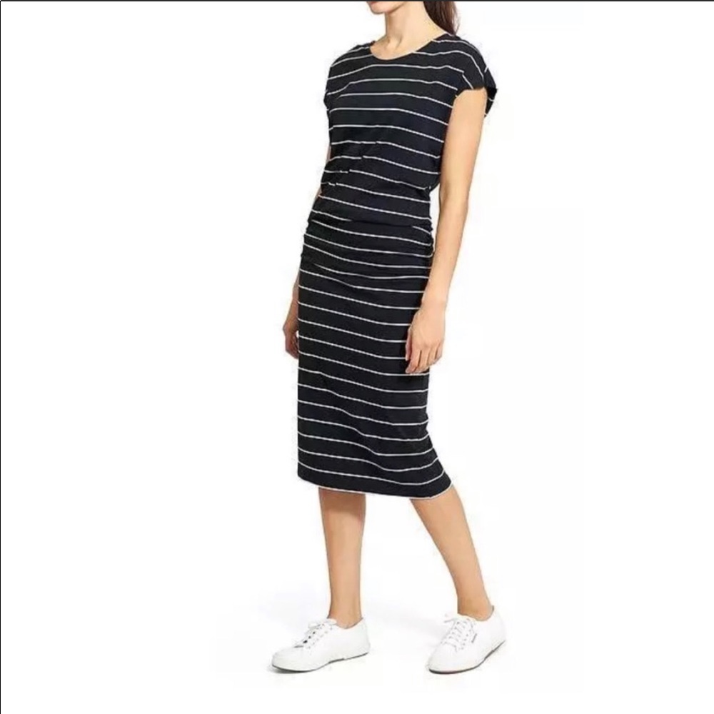 Athleta Horizons Striped Short Sleeve Midi Dress